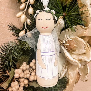 Custom peg doll Christmas ornaments , custom Christmas gift personalized family portrait peg doll ornament,custom gift for her