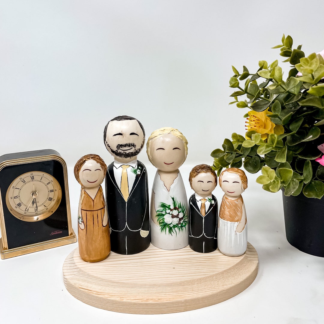 Custom Wedding Peg Doll Cake Topper: Personalized Bride and Groom - Etsy