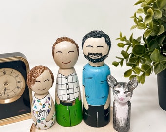 Custom Family Peg Doll: Jumbo Personalized Wooden Figures
