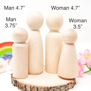 Set of 2 Jumbo Unfinished Wood Peg Dolls: DIY Craft Project