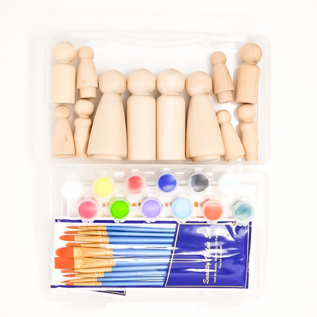 DIY Peg Doll Family Decorating Kit: Paint Your Own Wooden Dolls - Etsy