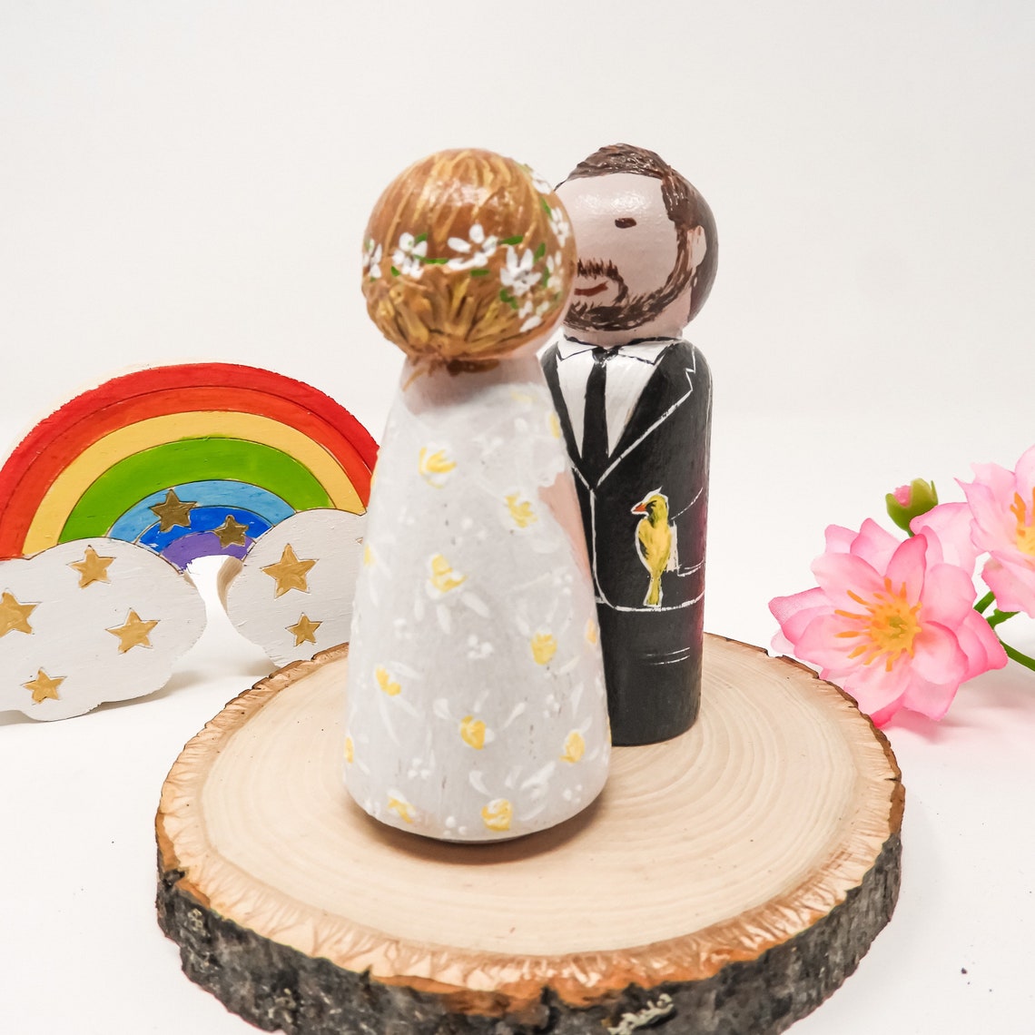 Custom Wedding peg doll Bride and Groom wood doll wedding Etsy
