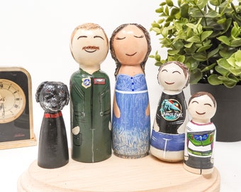 Custom Family Peg Doll Portrait, Unique Mother's Day Gift, personalized wooden people