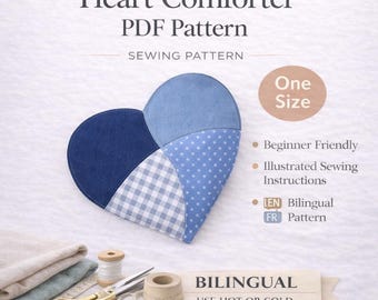 Heart Comfort Pad PDF Pattern | Hot & Cold Therapy Cushion Sewing Pattern  | Bilingual
