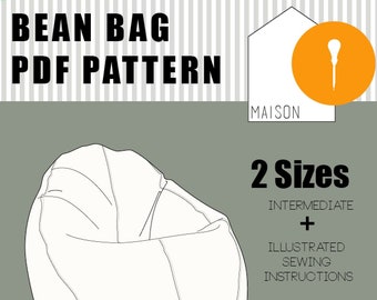 2 Sizes Bean Bag pattern PDF.