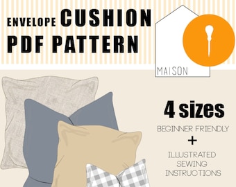 Enveloppe Cushion PDF pattern 4 sizes.