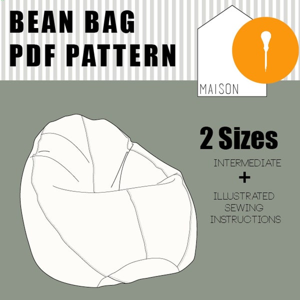 2 Sizes Bean Bag pattern PDF.