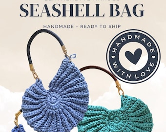 Crochet Seashell Bag | Coastal Boho Handbag | Fundy Shell Purse | Beach Tote | Faux Suede Crochet Bag | Handmade Gift for Her