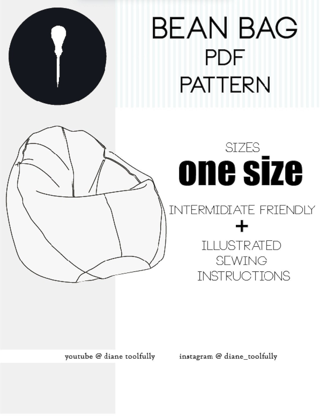 Bean Bag Pattern PDF Patron Pouff. Etsy UK