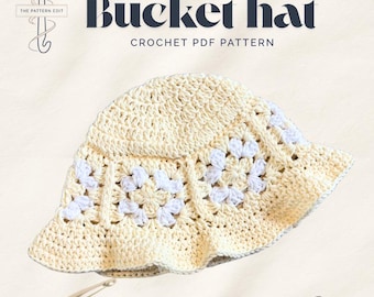 Granny Square Bucket Hat Crochet Pattern PDF | Beginner Friendly| Instant Download | US Terms