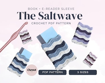 Saltwave Book Sleeve Crochet Pattern PDF | 3 Sizes | Kindle Sleeve Pattern | Crochet Wave Journal Cover | Beginner | Instant Download