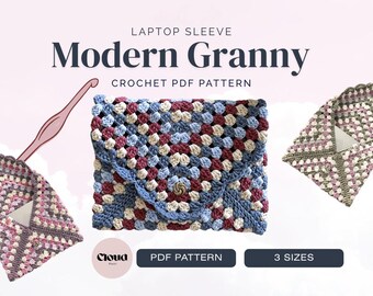 Crochet Laptop Sleeve Pattern PDF | 2 Sizes | Modern Granny Envelope Style | Beginner Friendly macbook case  Cover | Instant Download