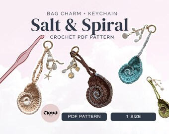 Nautilus Bag Charm Crochet Pattern PDF | Seashell Keychain Pattern | Ocean Crochet Amigurumi | Coastal Purse Charm DIY