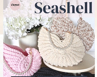 Seashell Crochet Bag | Handmade Pearl Handle Purse | Unique Shell Shaped Handbag | Crochet Statement Bag | Ready to Ship