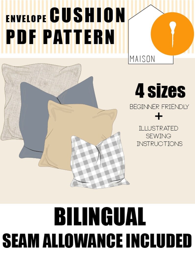Enveloppe Cushion PDF Pattern 4 Sizes. Etsy
