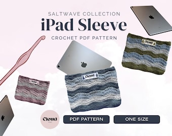 Saltwave iPad Sleeve Crochet Pattern PDF | Crochet iPad Cover | Beginner Crochet | Instant Download | Ripple Stitch