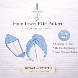 Molde para Toalha de Cabelo Turbante | Fácil para Iniciantes (Download em PDF Bilíngue)