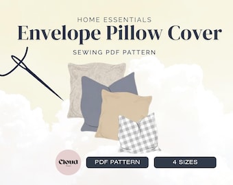Envelope Pillow Cover Sewing Pattern PDF | Cushion Cover Pattern | 4 Sizes | Beginner Sewing Project | Home Decor Pattern | Instant Download