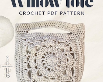Crochet Granny Hand held Tote Pattern | Willow Square Bag | Advanced Beginner | PDF Instant Download | US Terms
