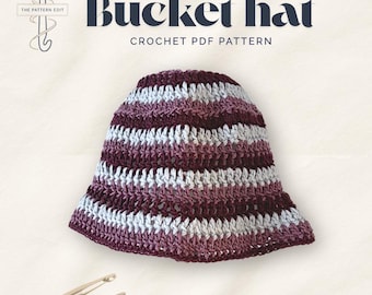 Striped Bucket Hat Crochet Pattern PDF | Beginner Friendly| Instant Download | US Terms