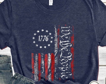 We the people Shirt, Patriotic Shirts For Women Men, Vintage USA Flag Shirt,1776 US Flag T-Shirt, Freedom Graphic Shirt,USA Pride Sweatshirt