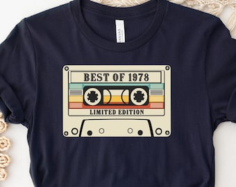 1978 Birthday Shirt, 1978 Vintage T-Shirt, 45-46 Years Birthday Gift, 45th-46th Birthday Limited Edition Shirt, Birthday Cassette Sweatshirt