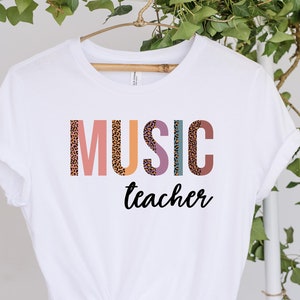 Music Teacher Shirt, Leopard Music Teacher Sweatshirt, Cheetah Print Music Teacher Hoodie, Music Teacher Long Sleeve T-Shirt