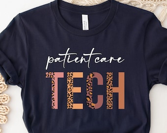 Patient Care Tech Leopard Print Shirt, Medical Staff Gift, nurse week shirt,nurse week