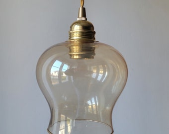 Vintage smoked glass pendant light 1970s