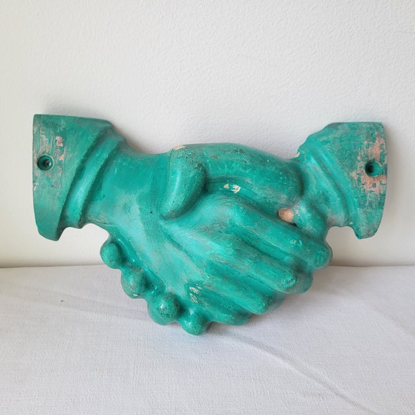 Vintage azul resina fundición molde manos shakehand deco industrial loft decoración planta fábrica