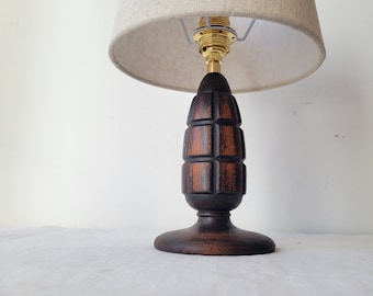 French wooden lamp vintage art deco brutalist Dudouyt Courtrai 1940s 1950s