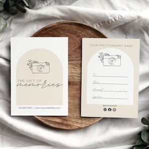 Modello di buono regalo per fotografia Arch, buono regalo per fotografo Boho, buono regalo per sessione fotografica Boho, buono modificabile per piccole imprese