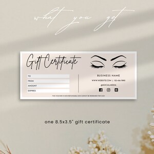 Eyelash Gift Certificate Template, Printable Boho Gift Card, Editable ...