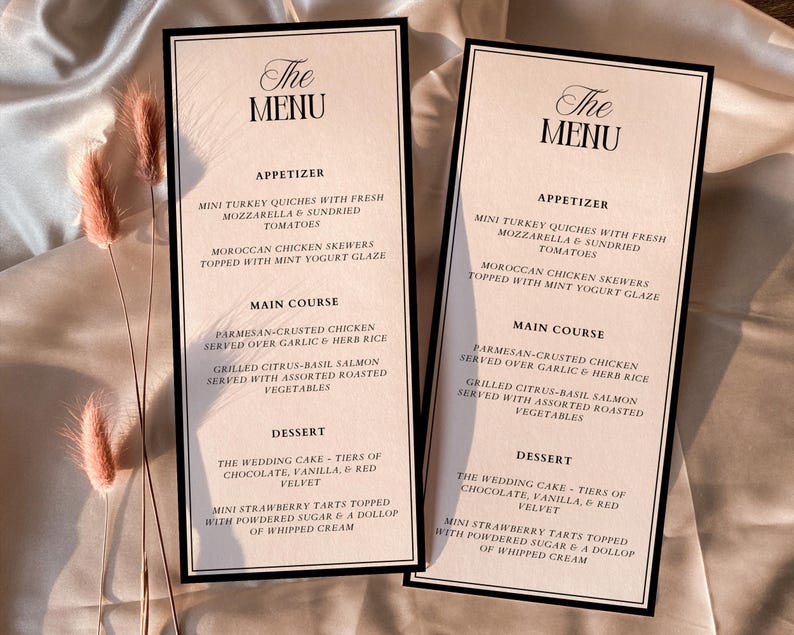 Classic Old Money Menu & Place Card Set, Timeless Vintage Wedding ...