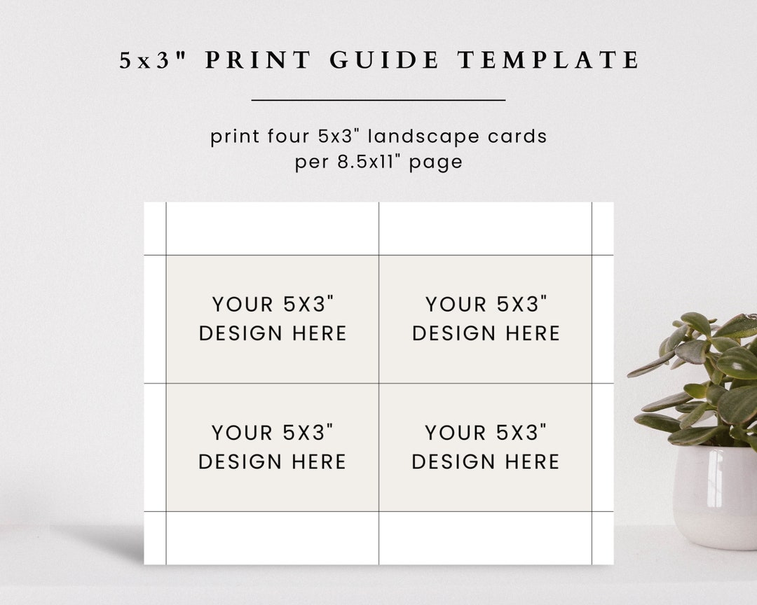 5x3 Landscape Card Printing Template, 5x3 Index Card Printing Guide 5x3 Landscape Card Printing Template, 5x3 Index Card Printing Guide