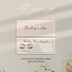 Printable Eyelash Gift Certificate Template, Lash Extension Gift ...