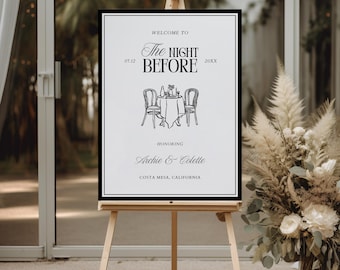 Classic Old Money Rehearsal Dinner Welcome Sign Template, Timeless Luxury Wedding Rehearsal Entry Sign, The Night Before Poster | Coco
