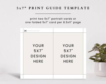 5x7 Portrait Invitation Card Printing Template, 5x7 Greeting Card Printing Guide, Digital 8.5x11 Template