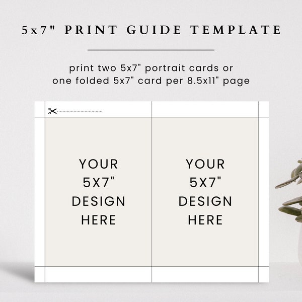 5x7 Portrait Invitation Card Printing Template, 5x7 Greeting Card Printing Guide, Digital 8.5x11 Template