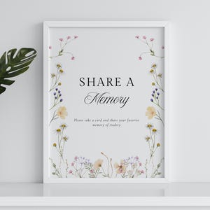 Elegant Floral Share a Memory Sign Template, Vintage Wildflower Wreath ...