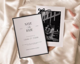 Classic Old Money Save the Date Template, Timeless Vintage Save Our Date Card, Minimalist Luxury Wedding Announcement | Coco