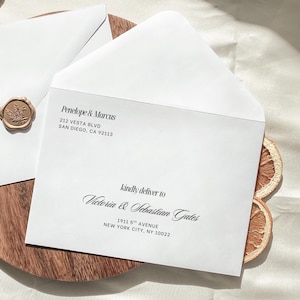 Modelo de endereçamento elegante para envelopes de dinheiro antigo, endereço de envelope de casamento atemporal, envelopes de luxo clássicos, A1, A2, A6, A7 e A9 | Penny