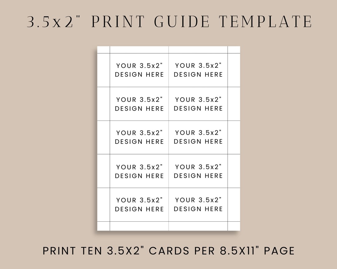 3.5x2 Business Card Printing Template 3.5x2 Contact Card - Etsy