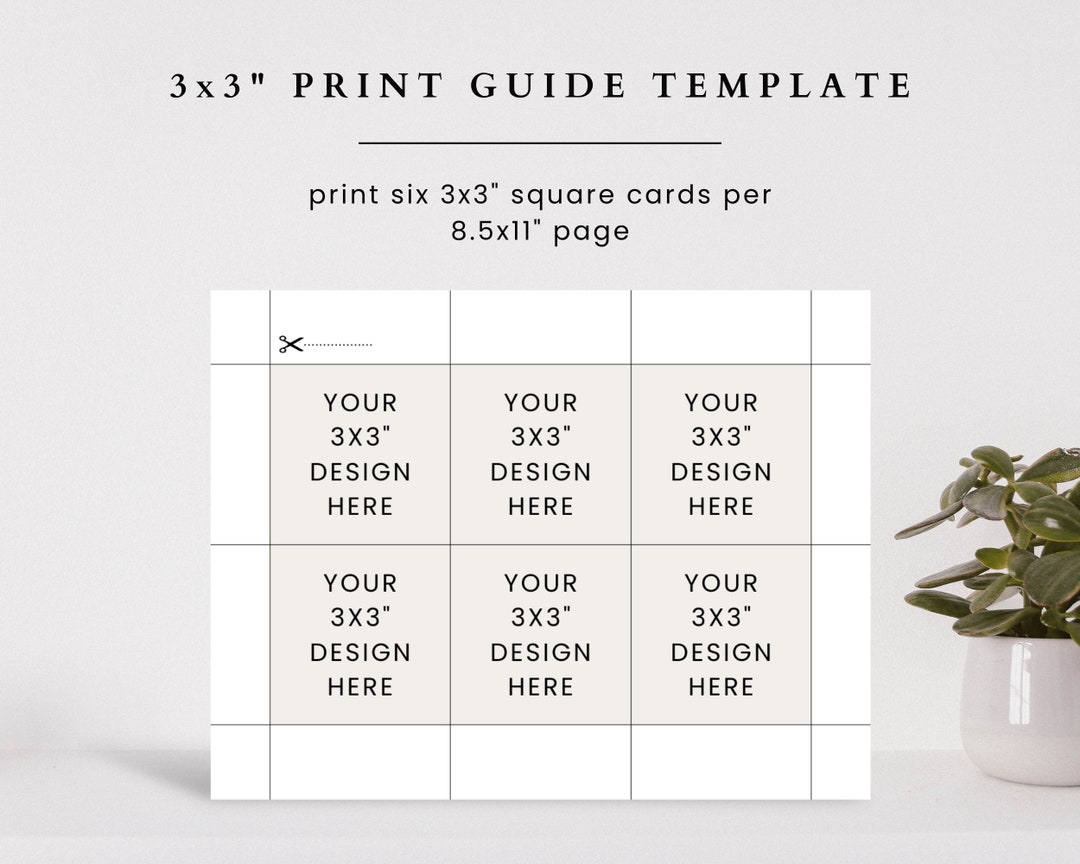 3x3 Square Printing Template, Square Gift Tag Print Guide Template, 3x3