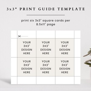 3x3 Square Printing Template, Square Gift Tag Print Guide Template, 3x3 ...