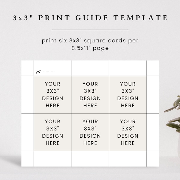 3x3 Square Printing Template, Square Gift Tag Print Guide Template, 3x3 Gift Tag Printing Guide, Digital 8.5x11 Template