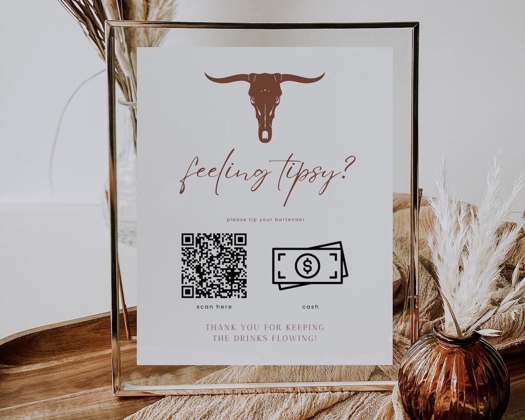 Western Terracotta Bartender Tip Sign Template, Desert Feeling Tipsy ...