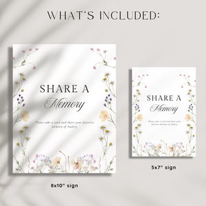 Elegant Floral Share a Memory Sign Template, Vintage Wildflower Wreath ...