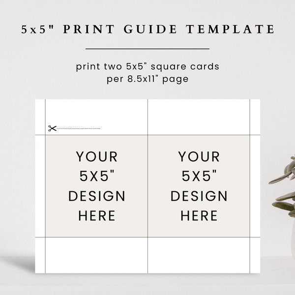 5x5 Square Printing Template, Square Gift Tag Print Guide Template, 5x5 Gift Tag Printing Guide, Digital 8.5x11 Template