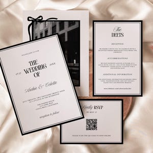 Klassische alte Geld Hochzeitseinladungs-Vorlagen-Set, zeitlose Vintage Hochzeitseinladungs-Vorlagen-Set, minimalistischer Luxus Hochzeitseinladung | Kokos